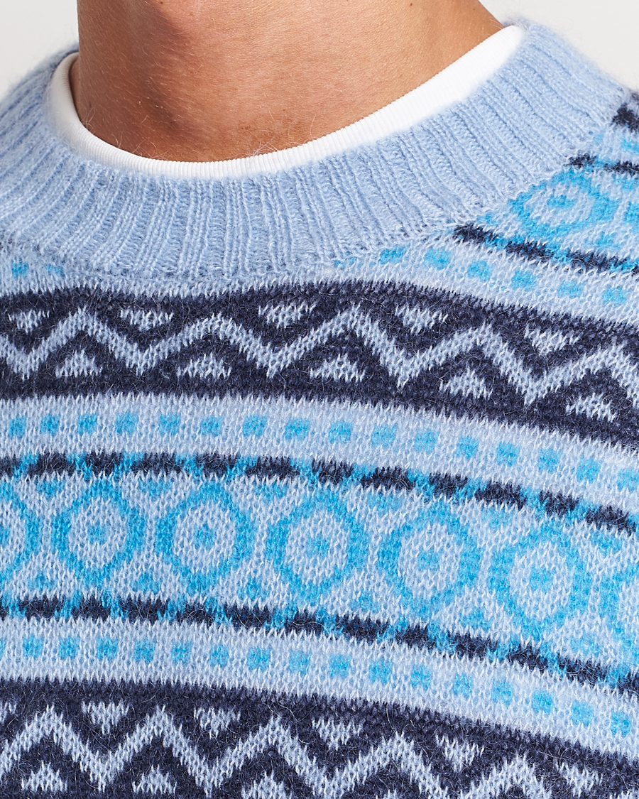 Herre | Gensere | NN07 | Grant Wool Fairisle Sweater Light Blue