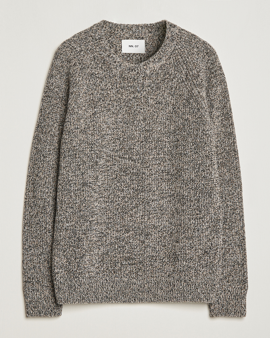 Herre | Gensere | NN07 | Jacobo Heavy Knitted Sweater Khaki Melange