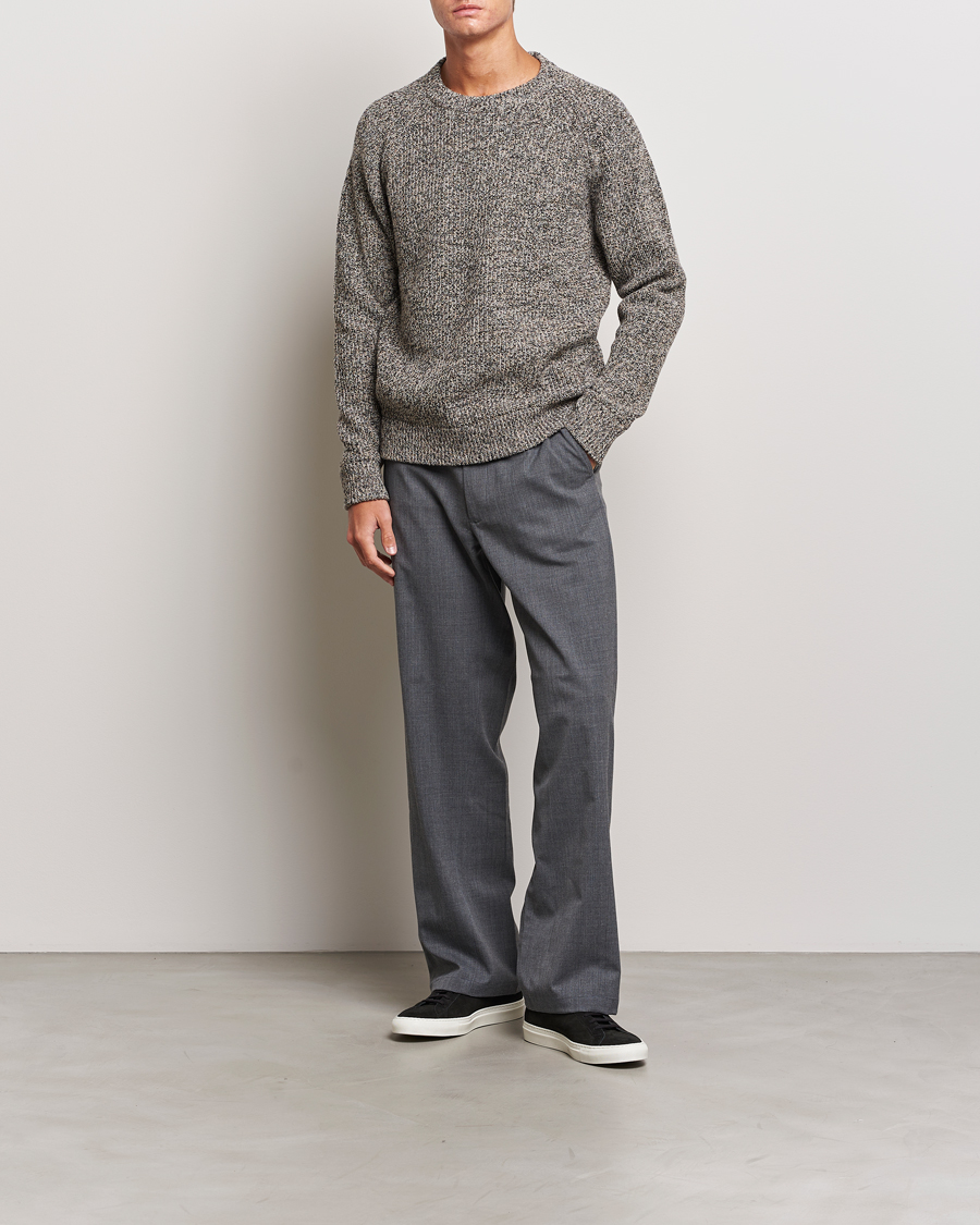 Herre | Gensere | NN07 | Jacobo Heavy Knitted Sweater Khaki Melange