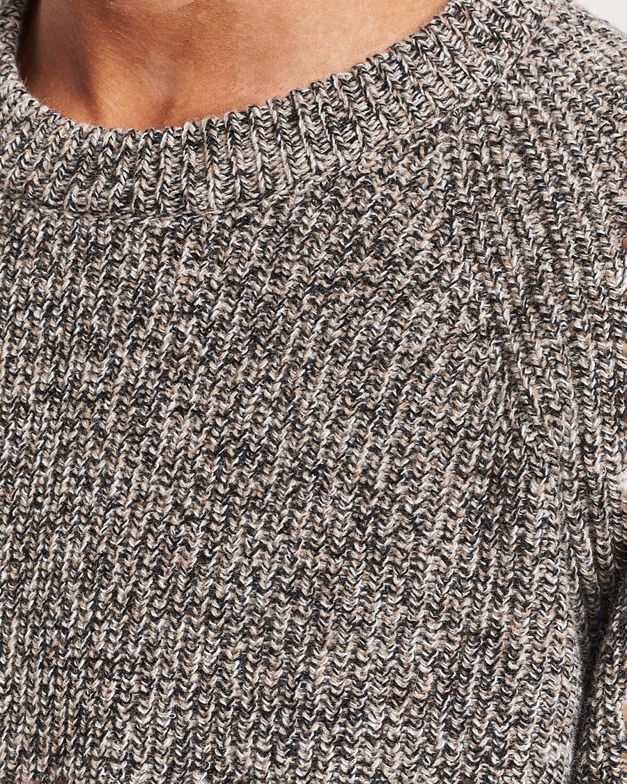 Herre | Gensere | NN07 | Jacobo Heavy Knitted Sweater Khaki Melange
