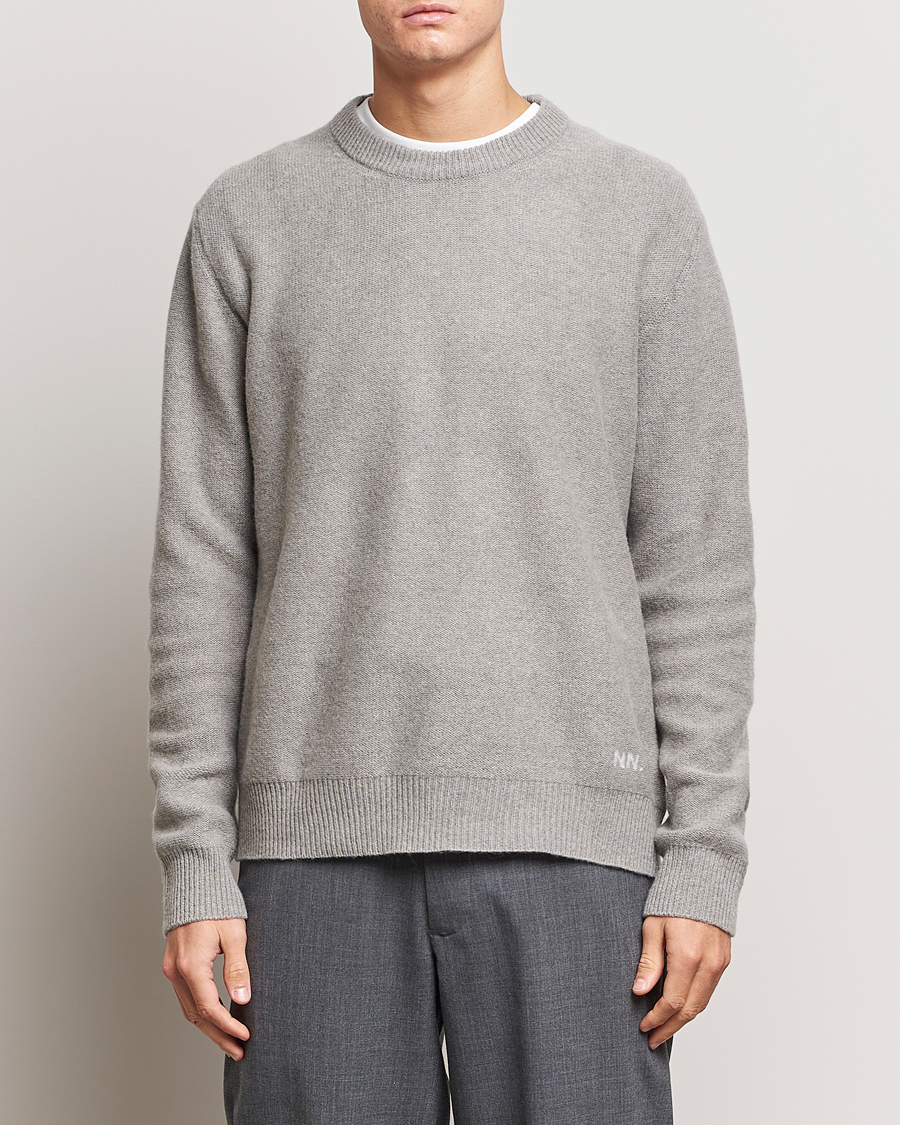 Herre | Gensere | NN07 | Nigel Lambswool Crew Neck Pullover Light Grey Melange