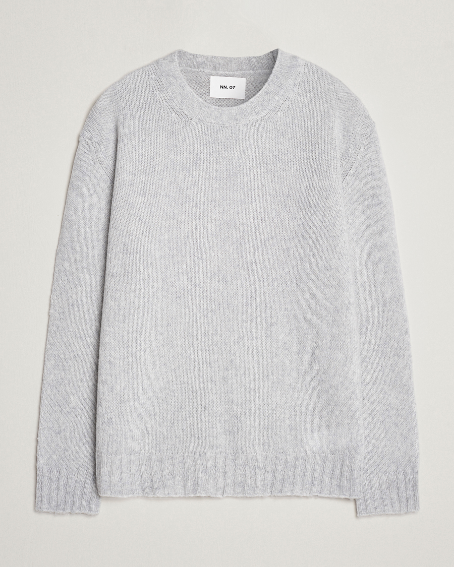 Herre | Gensere | NN07 | Lee Brushed Wool Crew Neck Light Grey Melange