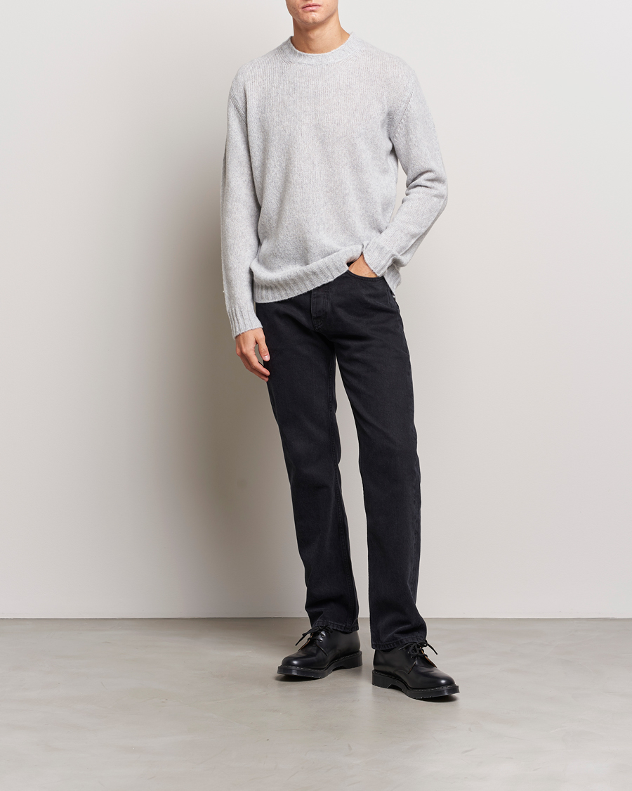 Herre | Gensere | NN07 | Lee Brushed Wool Crew Neck Light Grey Melange