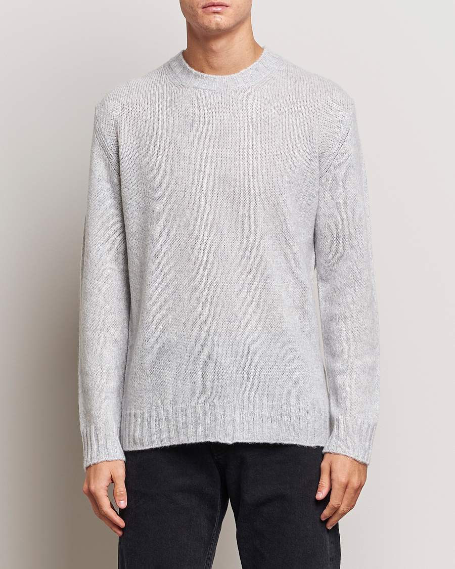 Herre | Gensere | NN07 | Lee Brushed Wool Crew Neck Light Grey Melange