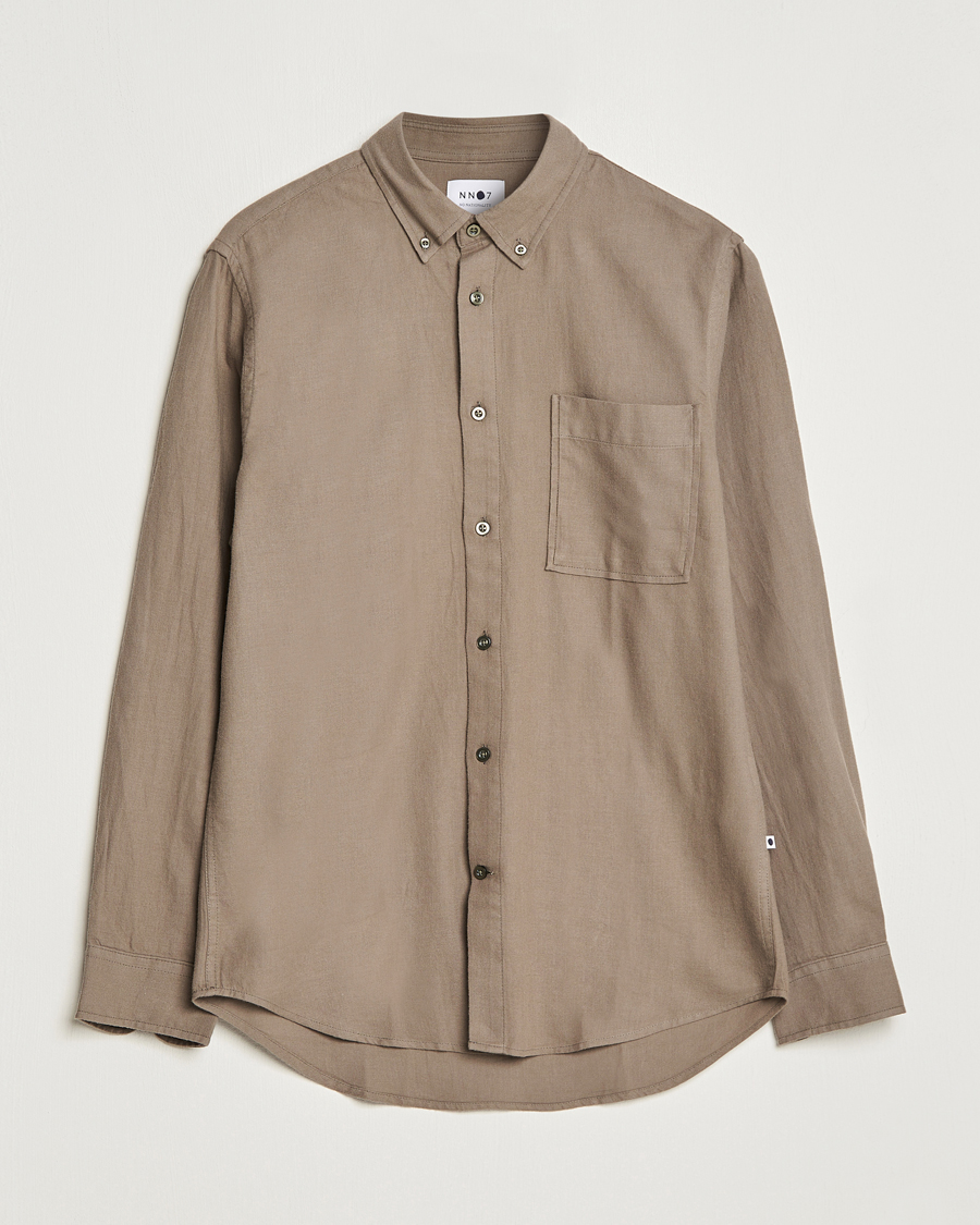 Herre | Skjorter | NN07 | Arne Brushed Flannel Shirt Dark Clay