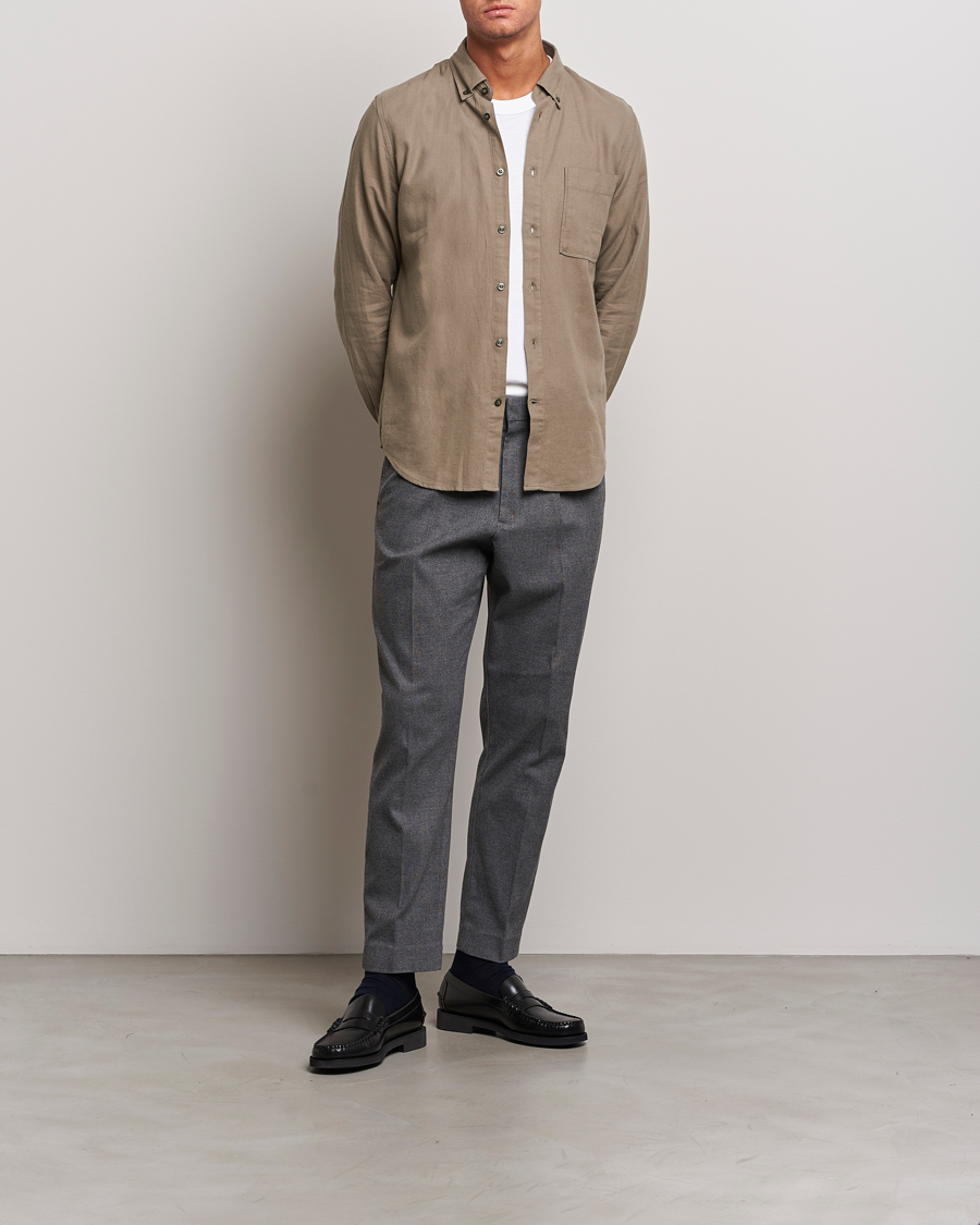 Herre | Skjorter | NN07 | Arne Brushed Flannel Shirt Dark Clay
