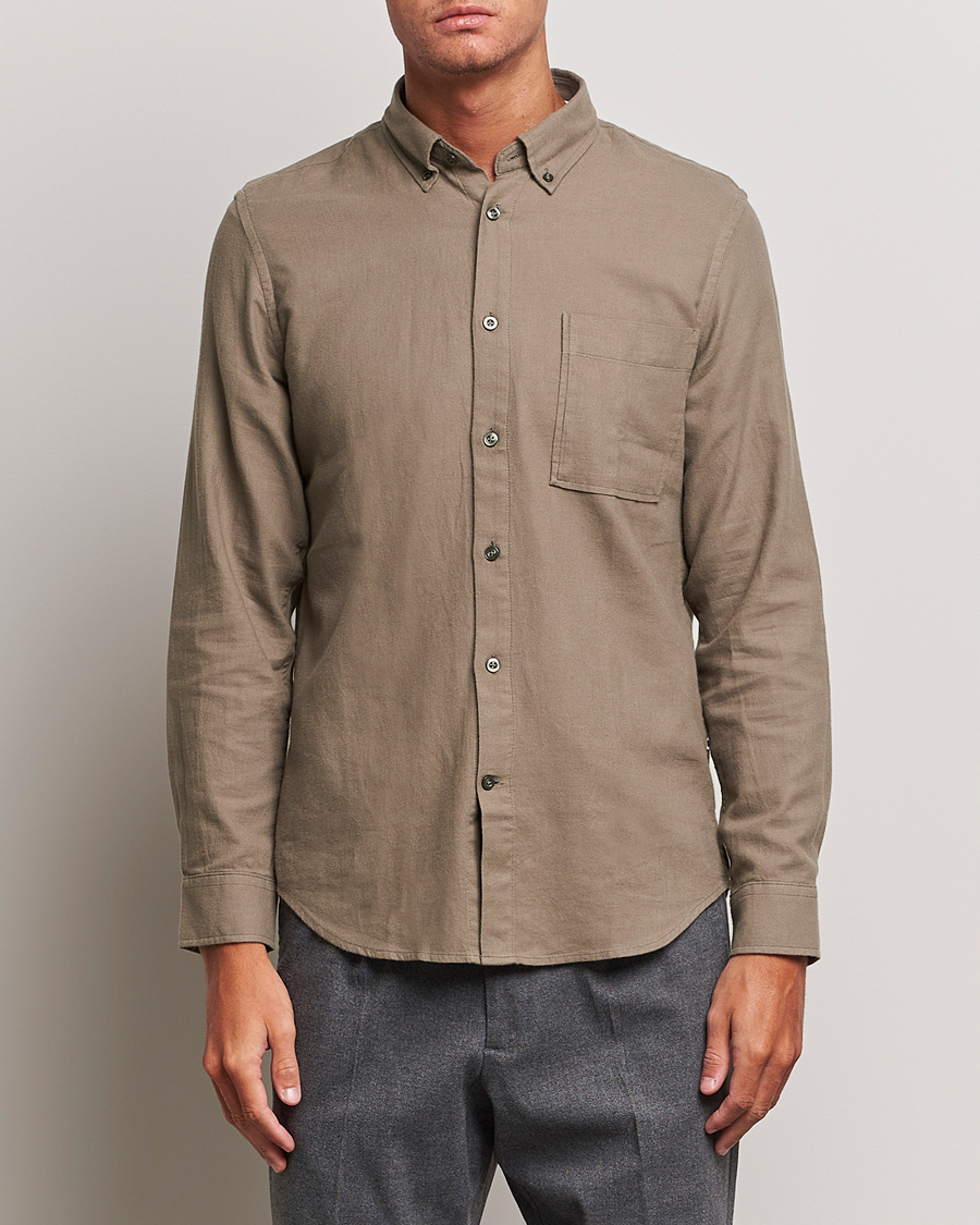 Herre | 50% salg | NN07 | Arne Brushed Flannel Shirt Dark Clay