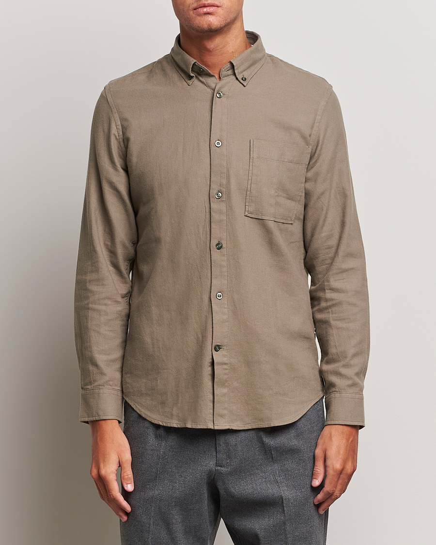 Herre | Skjorter | NN07 | Arne Brushed Flannel Shirt Dark Clay
