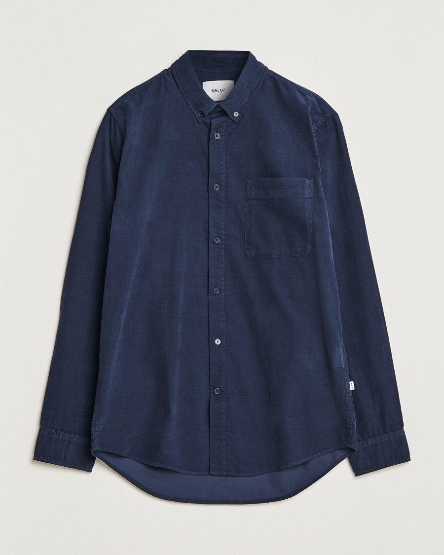 Herre | Skjorter | NN07 | Arne Baby Cord Shirt Navy Blue