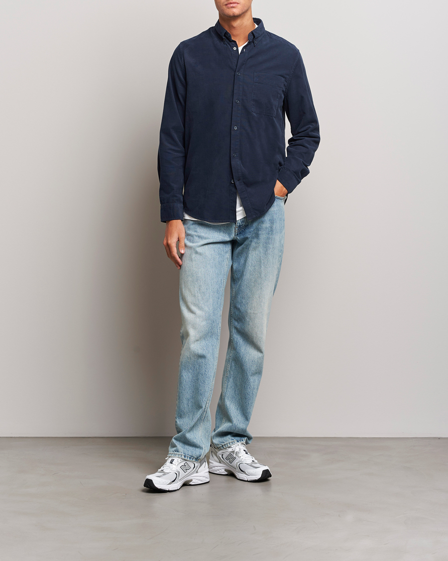 Herre | Skjorter | NN07 | Arne Baby Cord Shirt Navy Blue