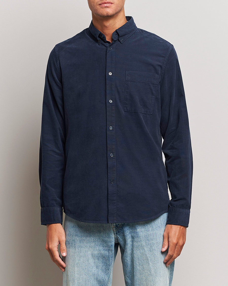 Herre | Skjorter | NN07 | Arne Baby Cord Shirt Navy Blue