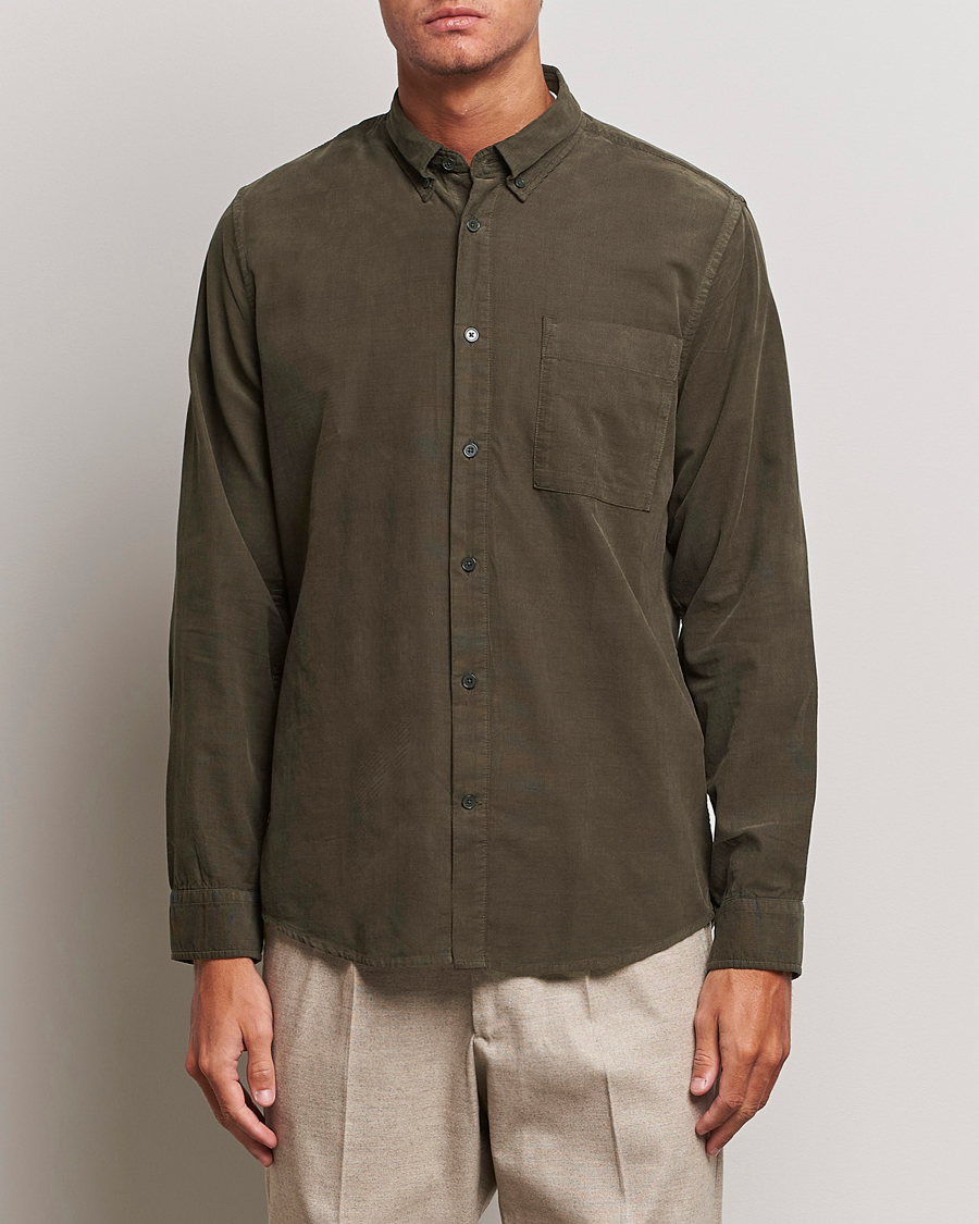Herre | Cordfløyelskjorter | NN07 | Arne Baby Cord Shirt Dark Green