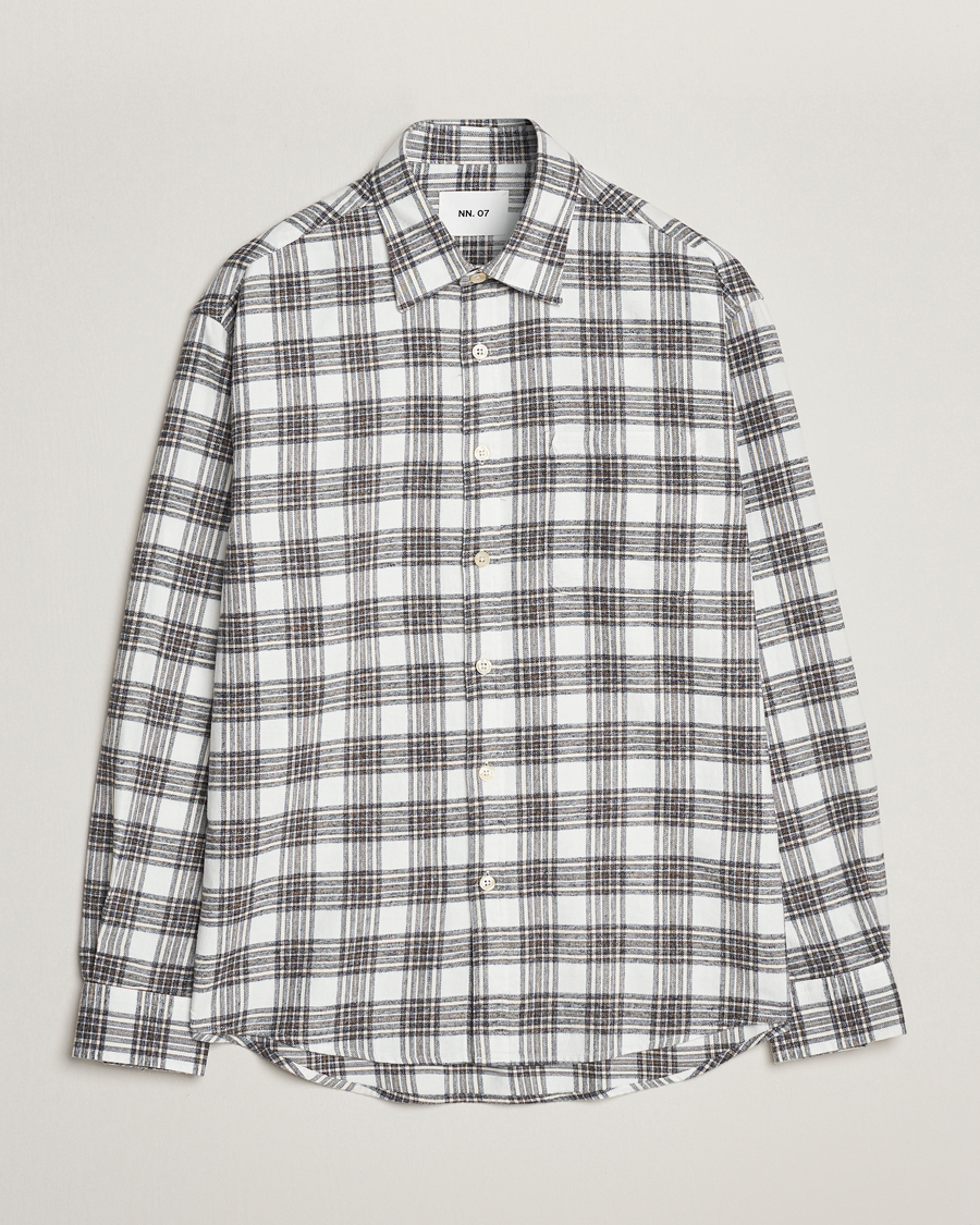 Herre | | NN07 | Deon Brushed Flannel Checked Shirt Cream/Brown