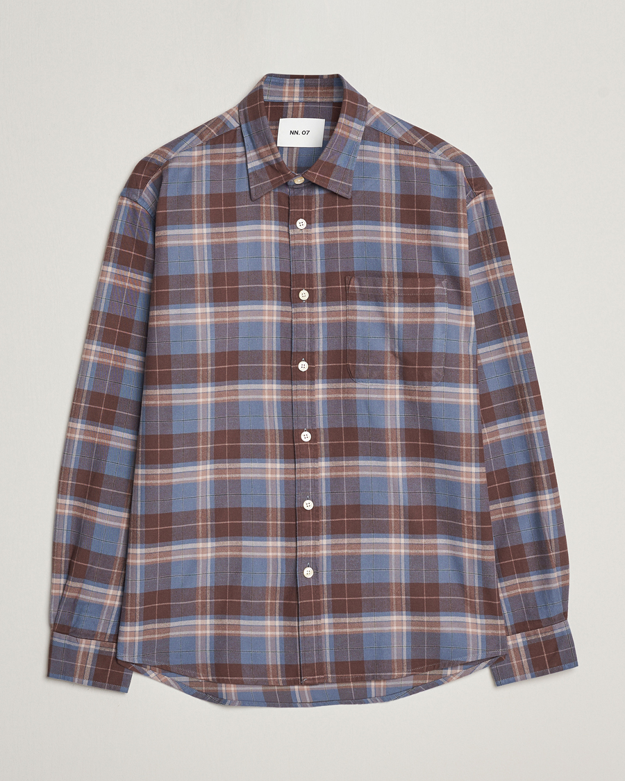 Herre | Skjorter | NN07 | Deon Brushed Flannel Checked Shirt Brown/Blue