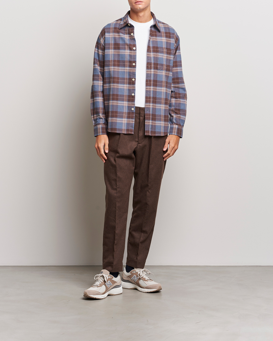 Herre | Skjorter | NN07 | Deon Brushed Flannel Checked Shirt Brown/Blue