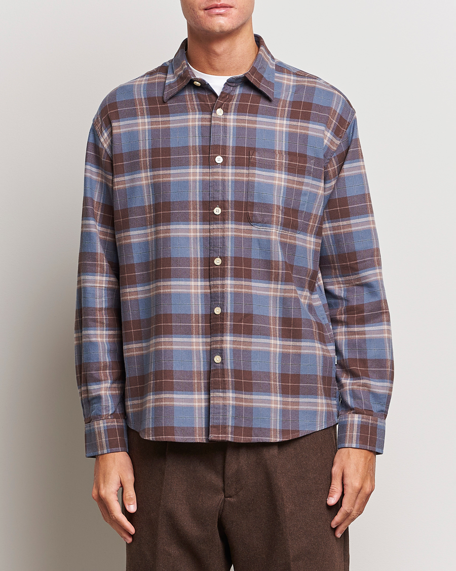 Herre | Skjorter | NN07 | Deon Brushed Flannel Checked Shirt Brown/Blue