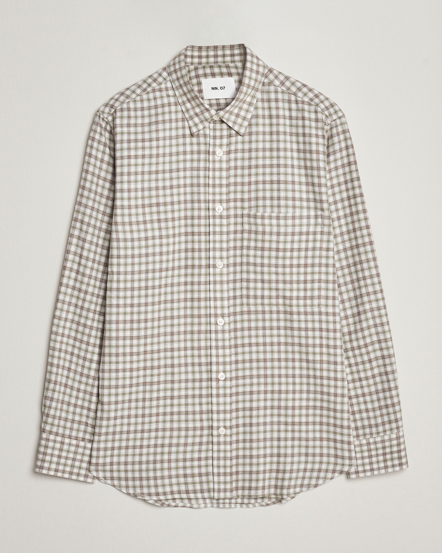 Herre |  | NN07 | Cohen Brushed Flannel Checked Shirt Green/Cream