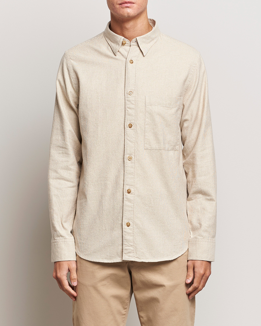 Herre |  | NN07 | Cohen Brushed Flannel Shirt Off White