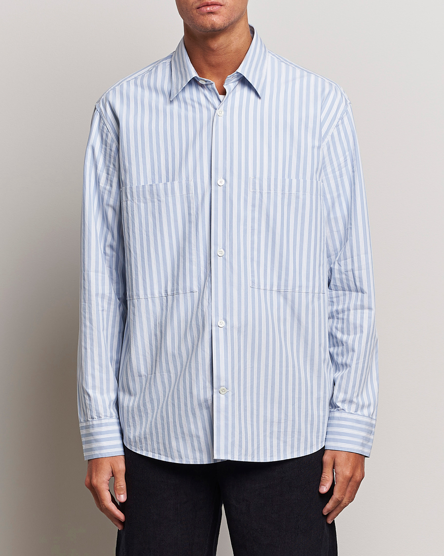 Herre | Skjorter | NN07 | Freddie Poplin Striped Shirt Blue/White