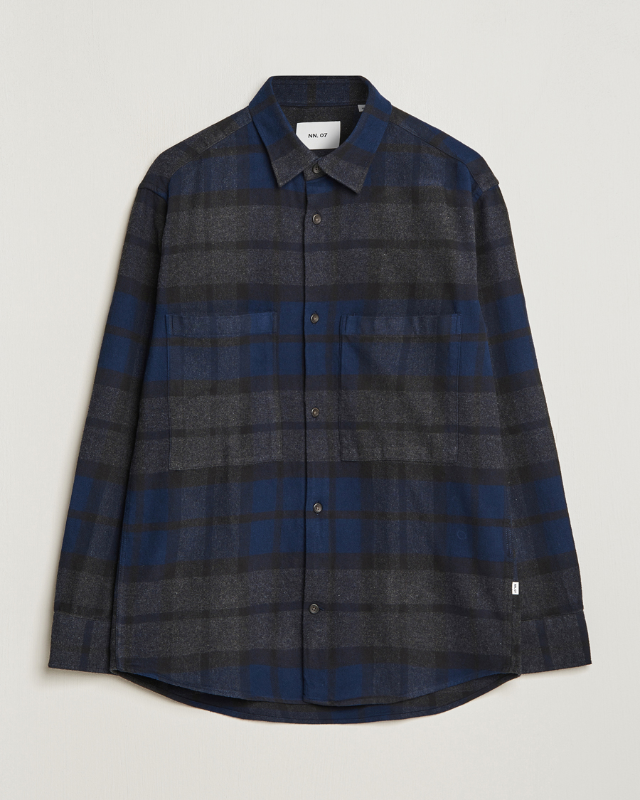 Herre | Skjorter | NN07 | Freddie Checked Overshirt Navy/Grey