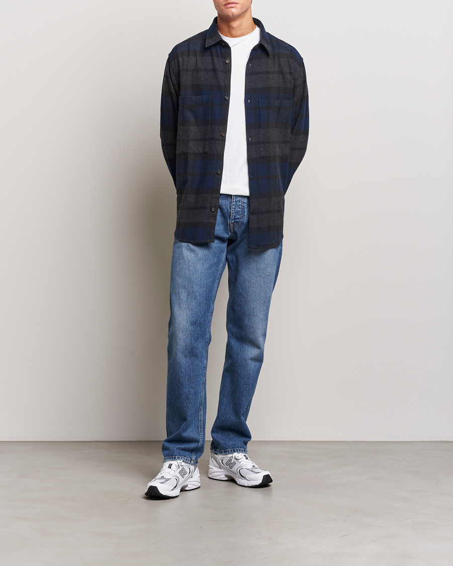 Herre | Skjorter | NN07 | Freddie Checked Overshirt Navy/Grey