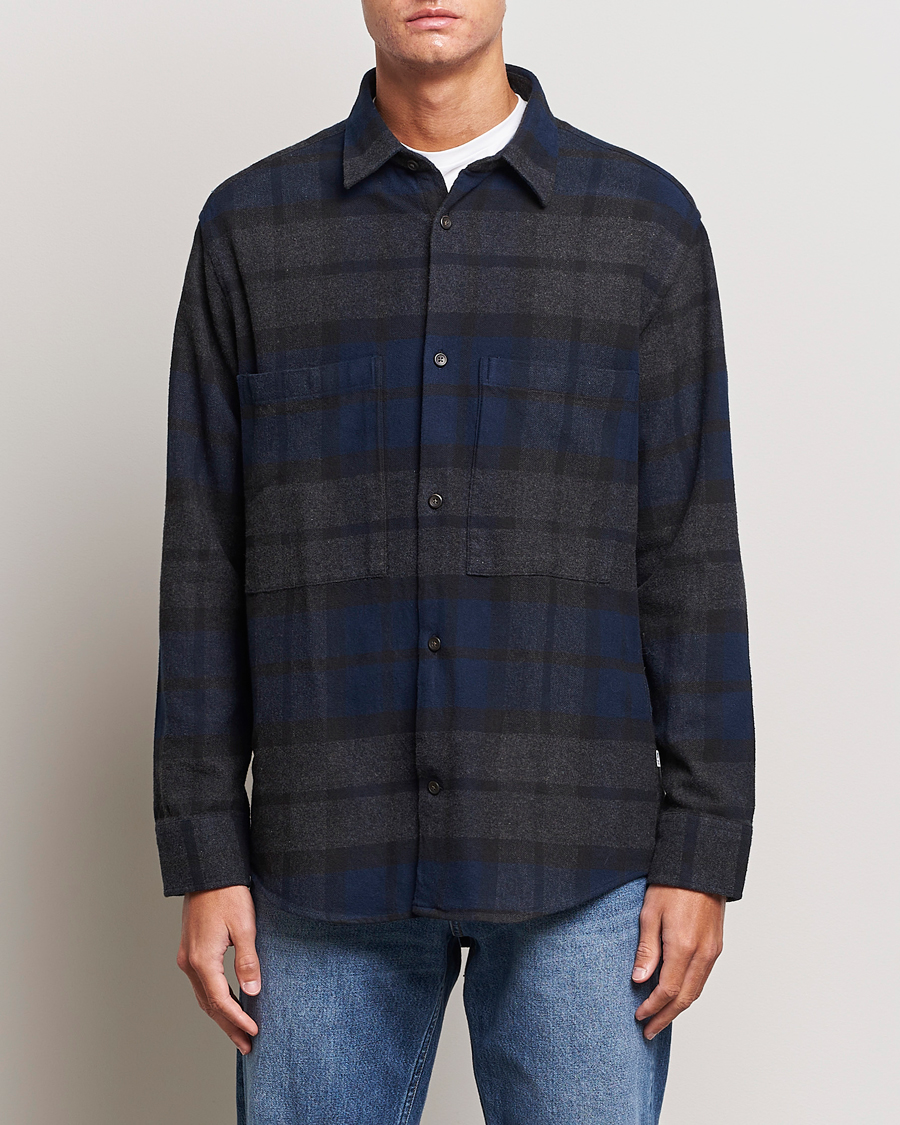 Herre | Skjorter | NN07 | Freddie Checked Overshirt Navy/Grey