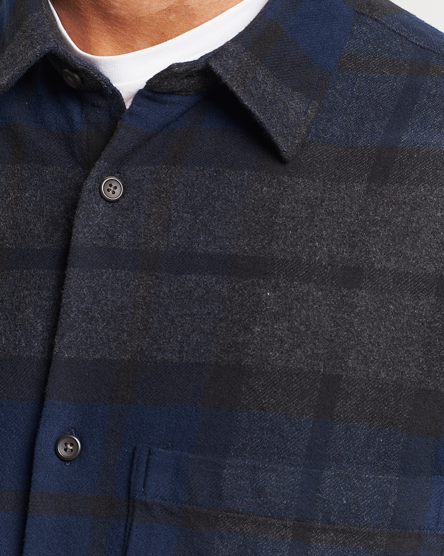 Herre | Skjorter | NN07 | Freddie Checked Overshirt Navy/Grey
