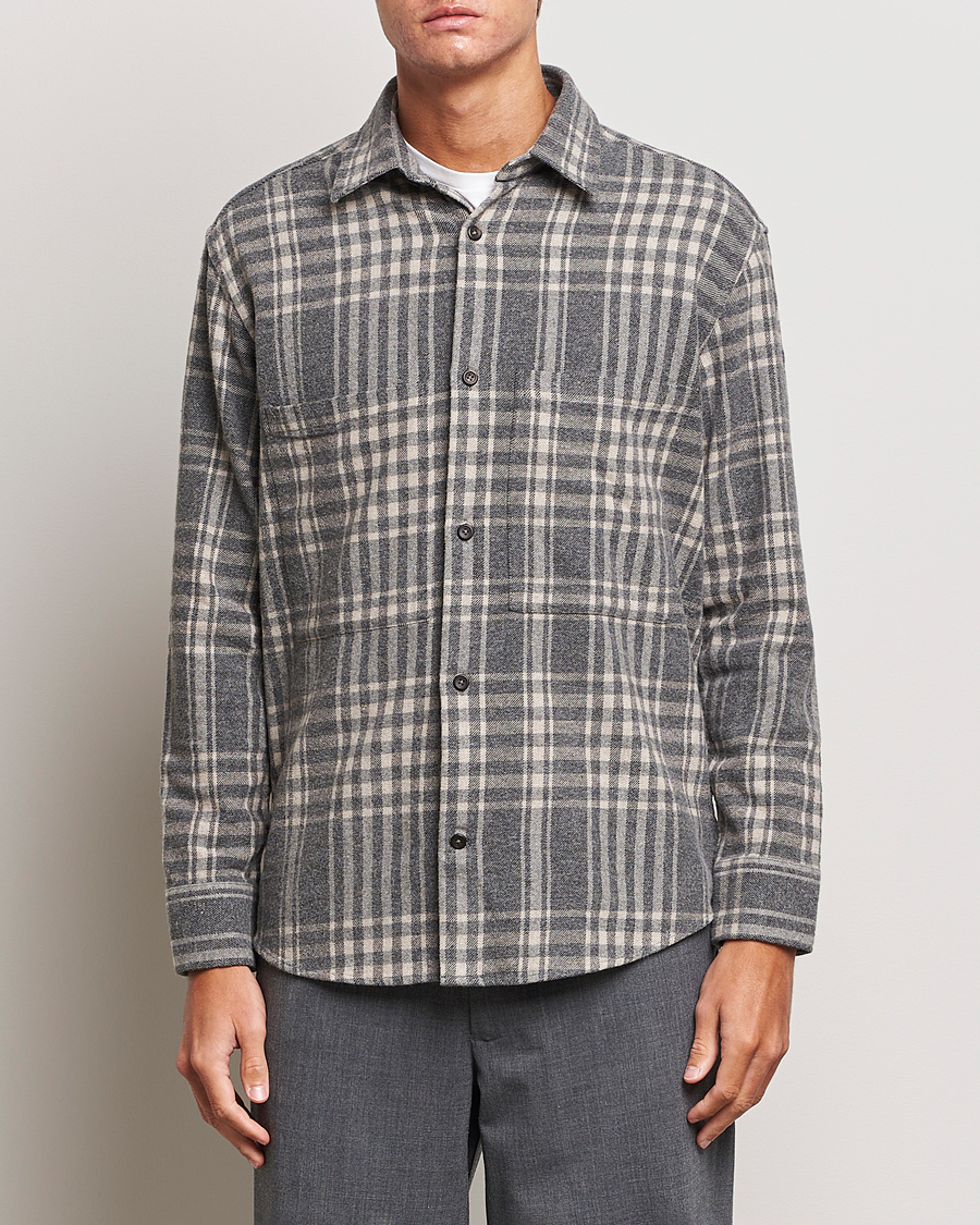 Herre |  | NN07 | Freddie Checked Overshirt Grey/Cream