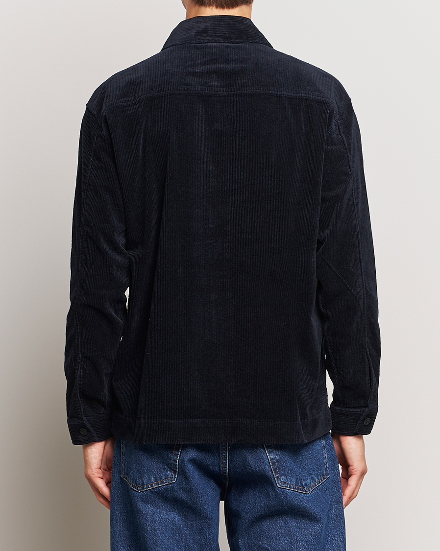 Herre | Skjorter | NN07 | Isak Full Zip Corduroy Overshirt Navy Blue