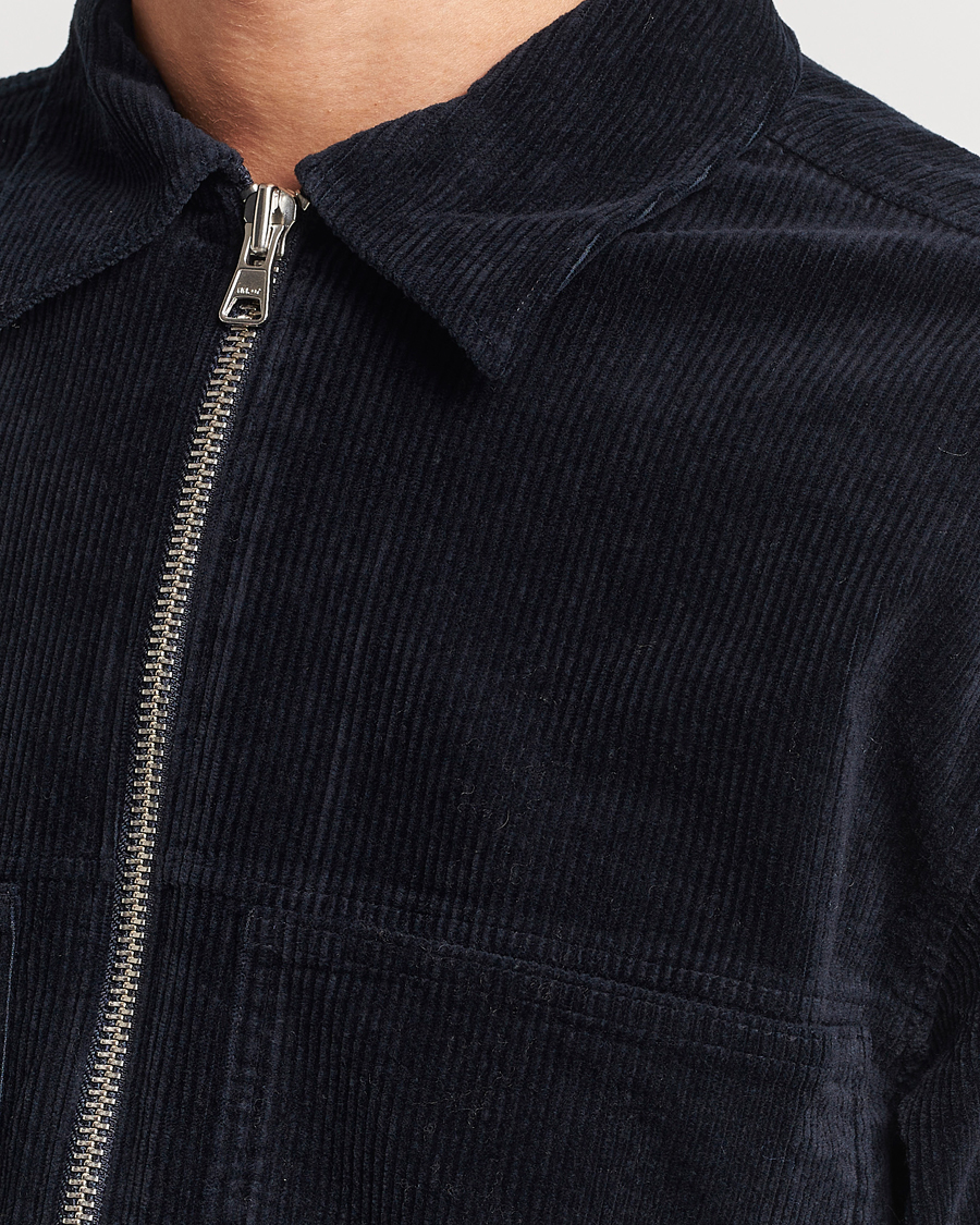 Herre | Skjorter | NN07 | Isak Full Zip Corduroy Overshirt Navy Blue