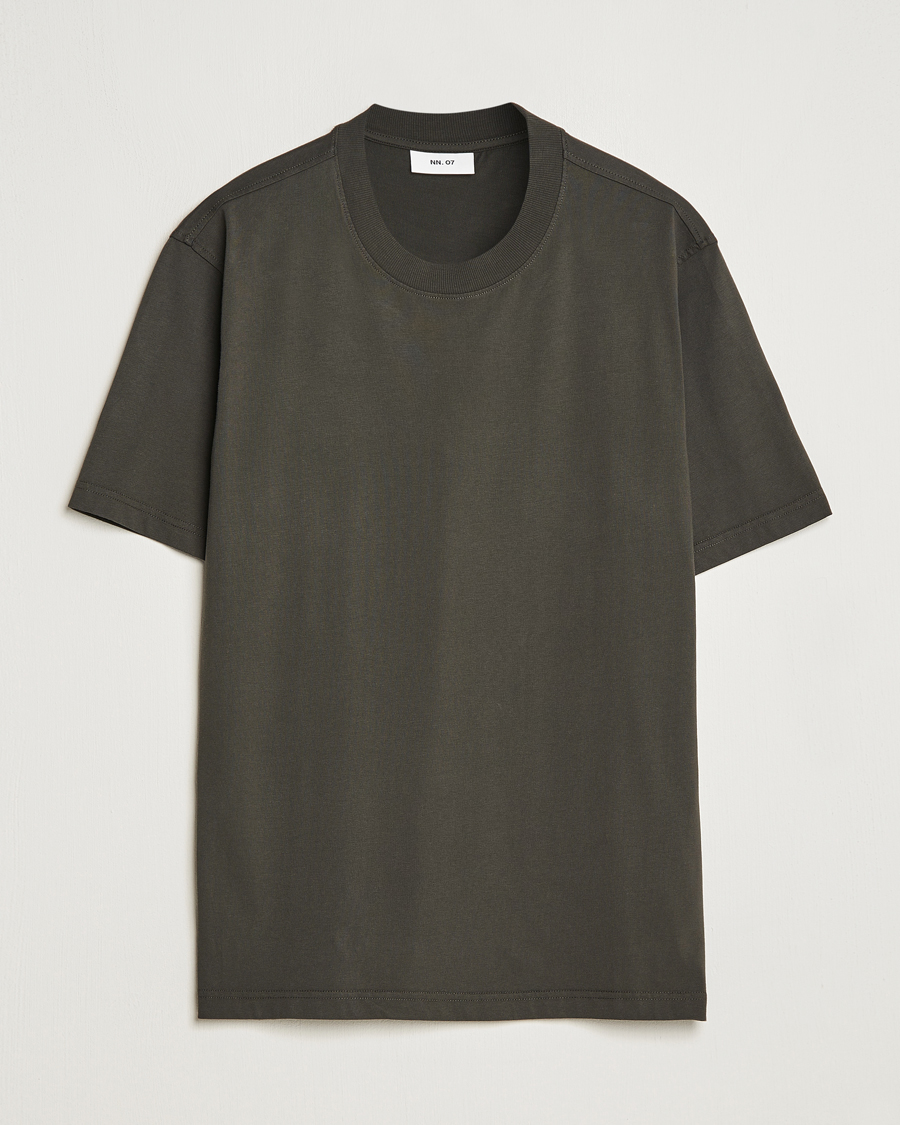 Herre | T-Shirts | NN07 | Adam Crew Neck T-Shirt Dark Army