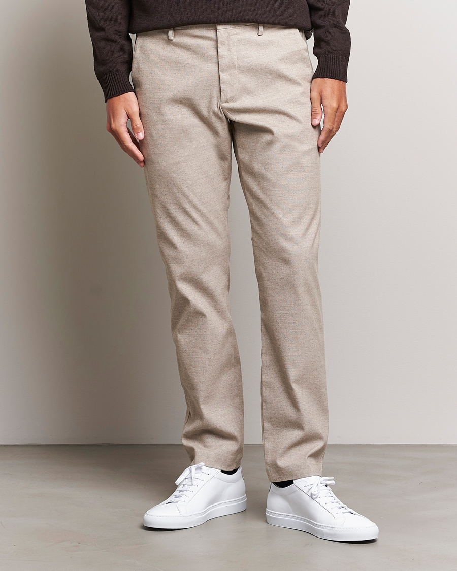 Herre |  | NN07 | Theo Regular Fit Structured Stretch Chinos Cement Melange