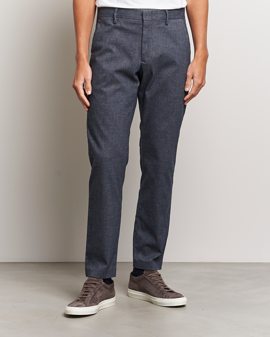 Herre |  | NN07 | Theo Regular Fit Structured Stretch Chinos Navy Melange