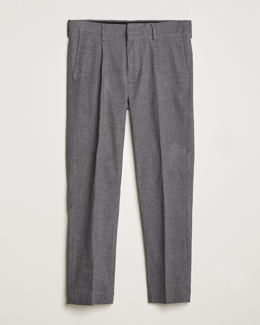 Herre | | NN07 | Bill Pleated Structured Trousers Grey Melange