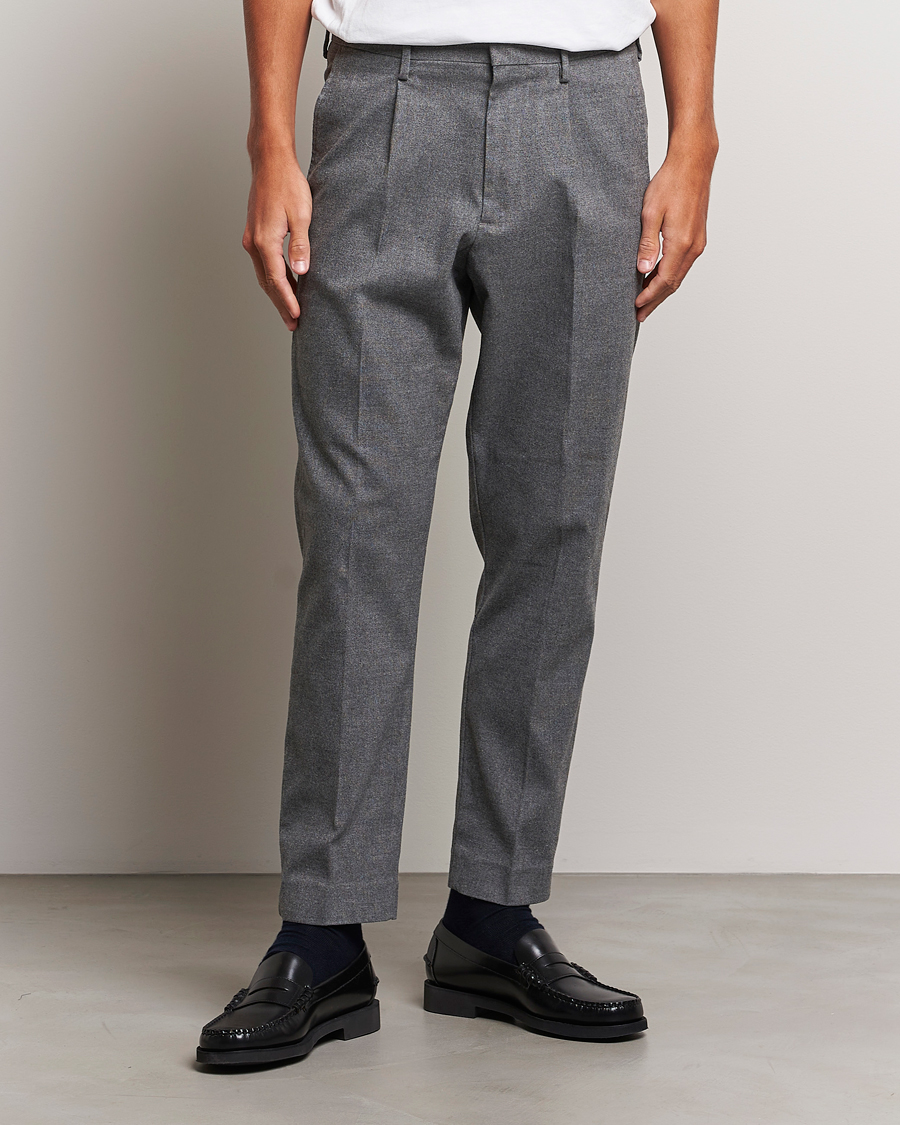 Herre | | NN07 | Bill Pleated Structured Trousers Grey Melange