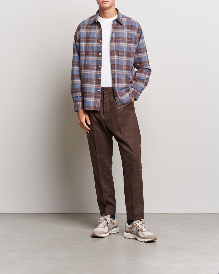 Herre | Bukser | NN07 | Bill Brushed Flannel Pleated Trousers Demitasse Brown