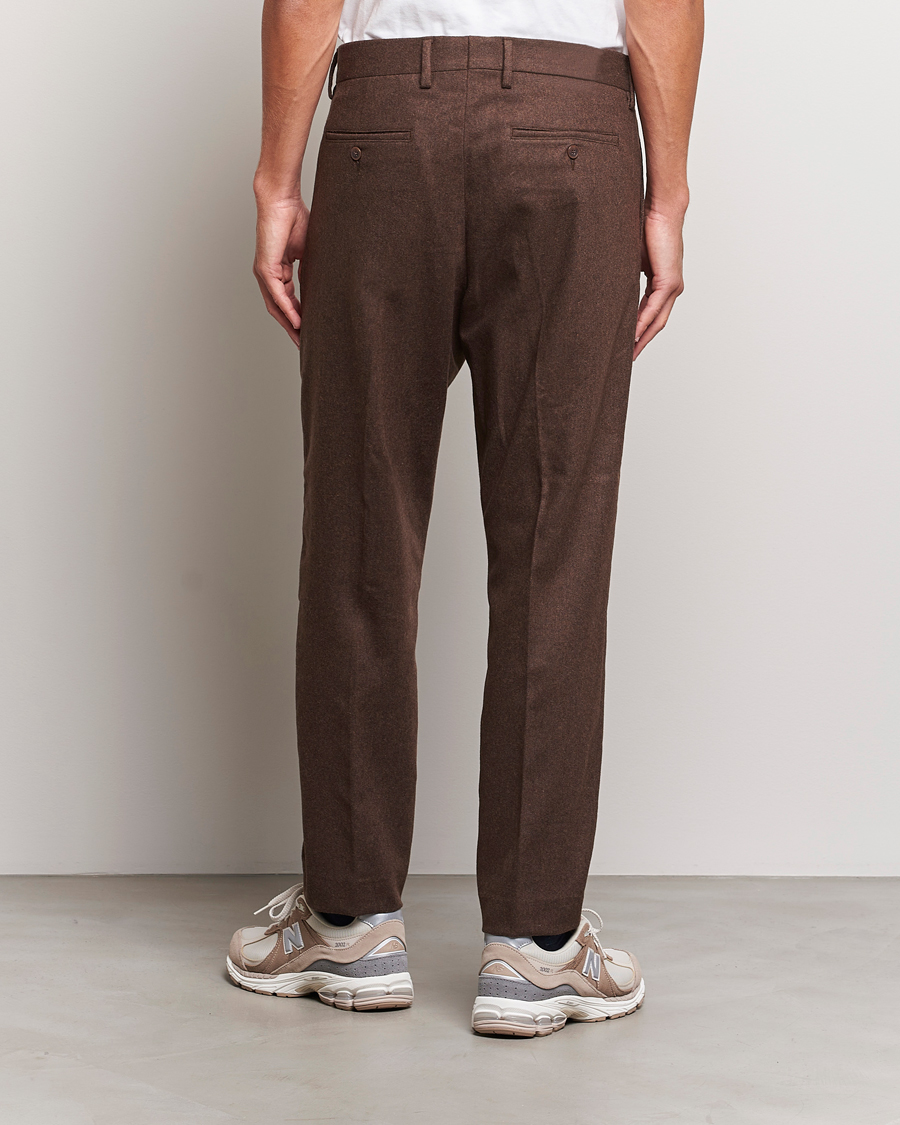 Herre | Bukser | NN07 | Bill Brushed Flannel Pleated Trousers Demitasse Brown