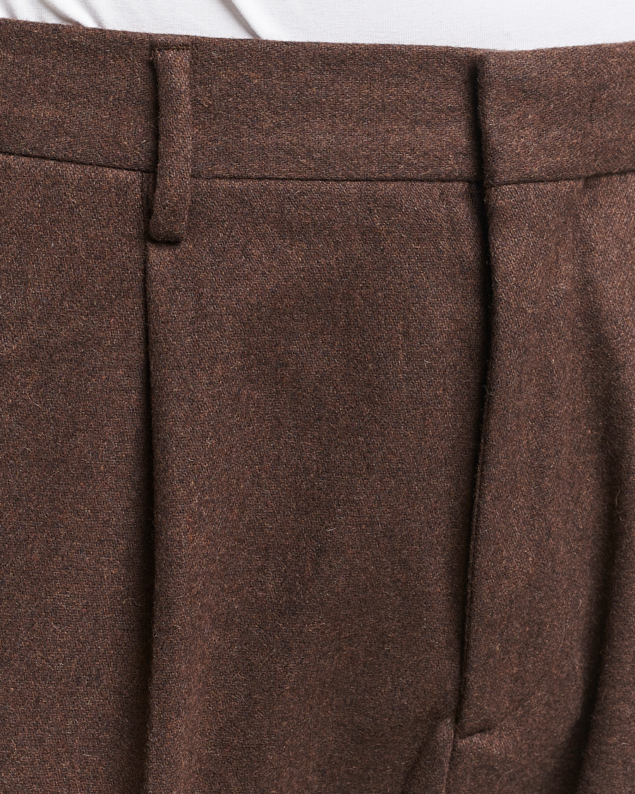 Herre | Bukser | NN07 | Bill Brushed Flannel Pleated Trousers Demitasse Brown