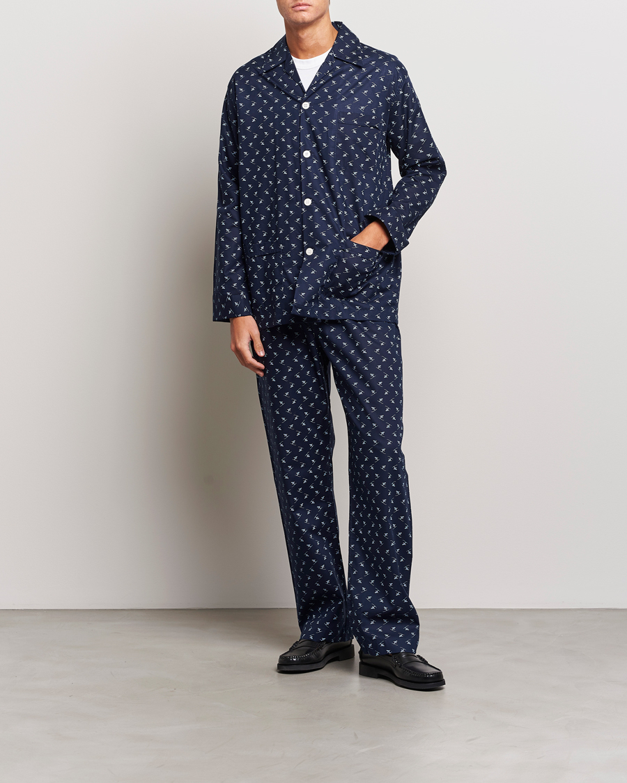 Herre | Pyjamaser og badekåper | Derek Rose | Cotton Ski Pyjama Set Navy