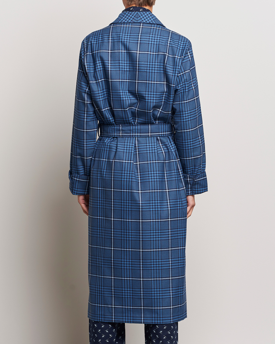Herre | Pyjamaser og badekåper | Derek Rose | Wool Checked Gown Blue