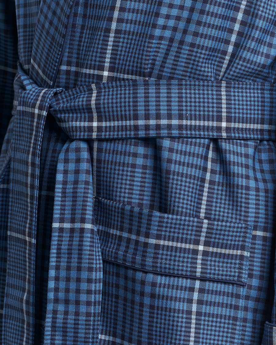 Herre | Pyjamaser og badekåper | Derek Rose | Wool Checked Gown Blue