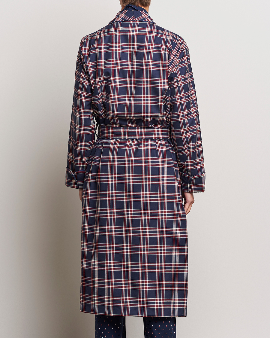 Herre | Pyjamaser og badekåper | Derek Rose | Wool Checked Gown Navy