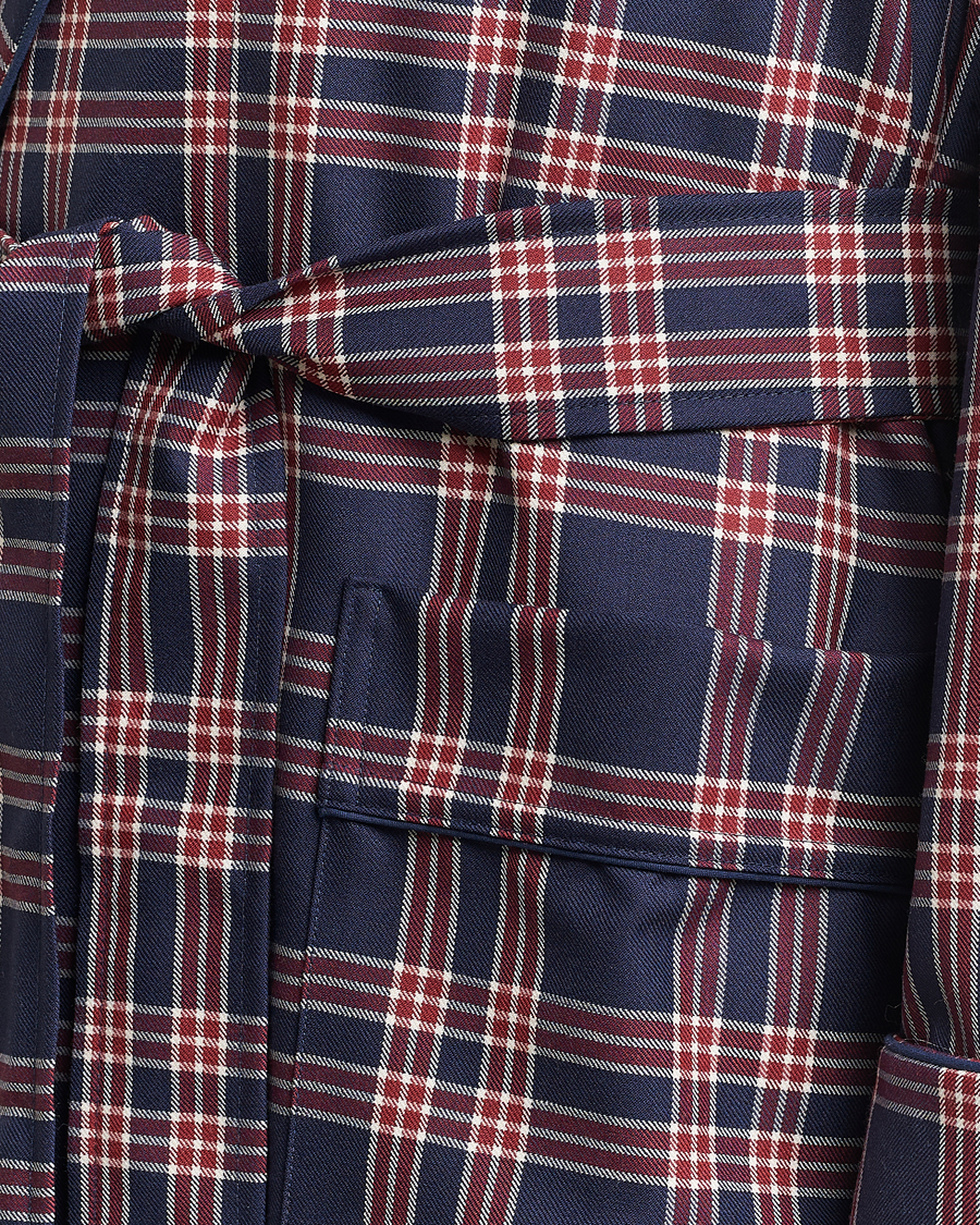 Herre | Pyjamaser og badekåper | Derek Rose | Wool Checked Gown Navy