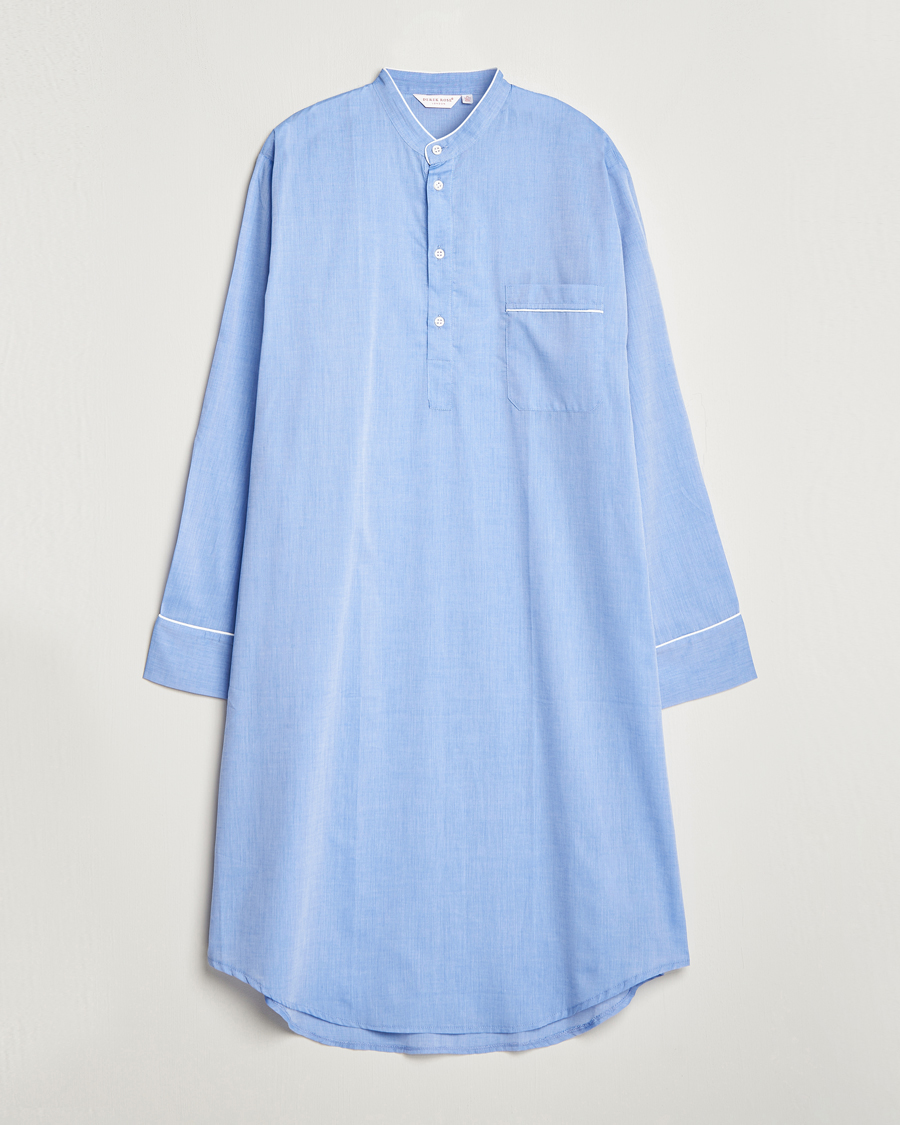 Herre | Pyjamaser og badekåper | Derek Rose | Cotton Pullover Nightshirt Light Blue