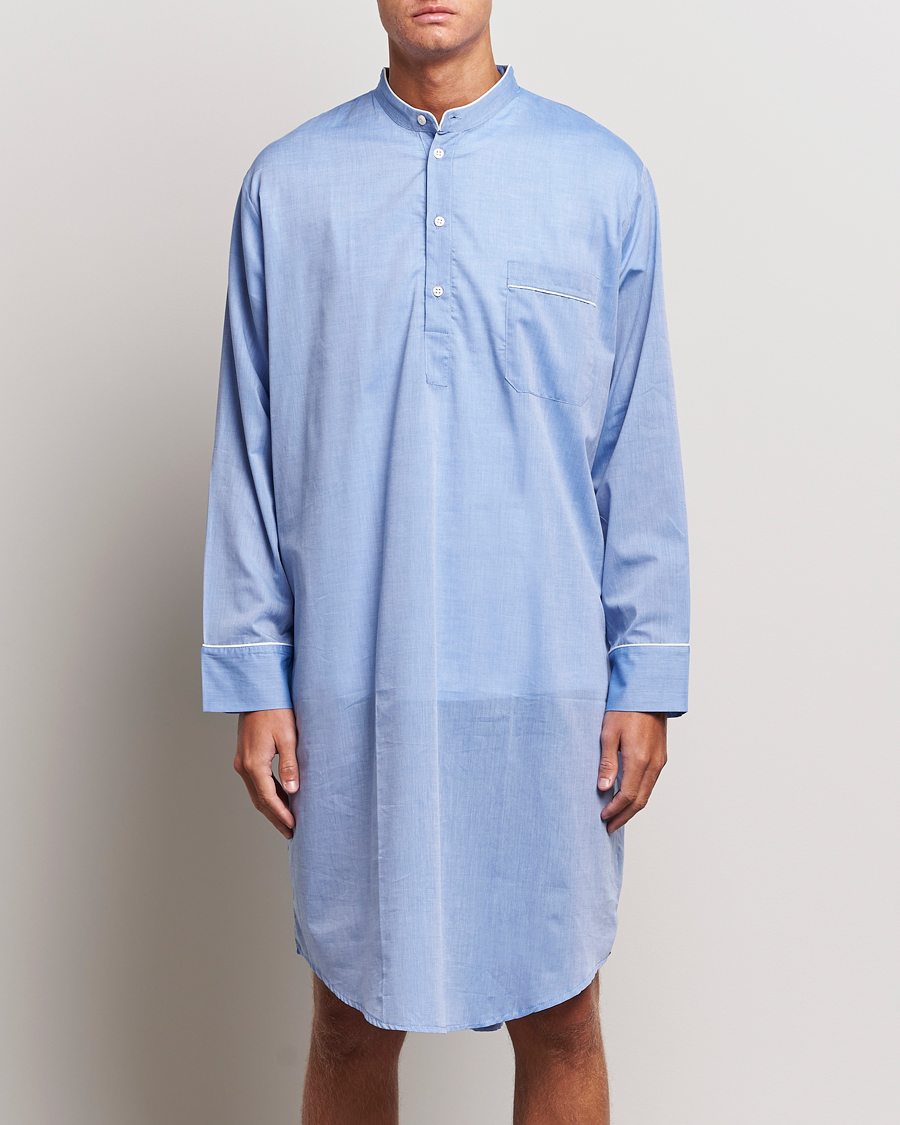 Herre | Klær | Derek Rose | Cotton Pullover Nightshirt Light Blue