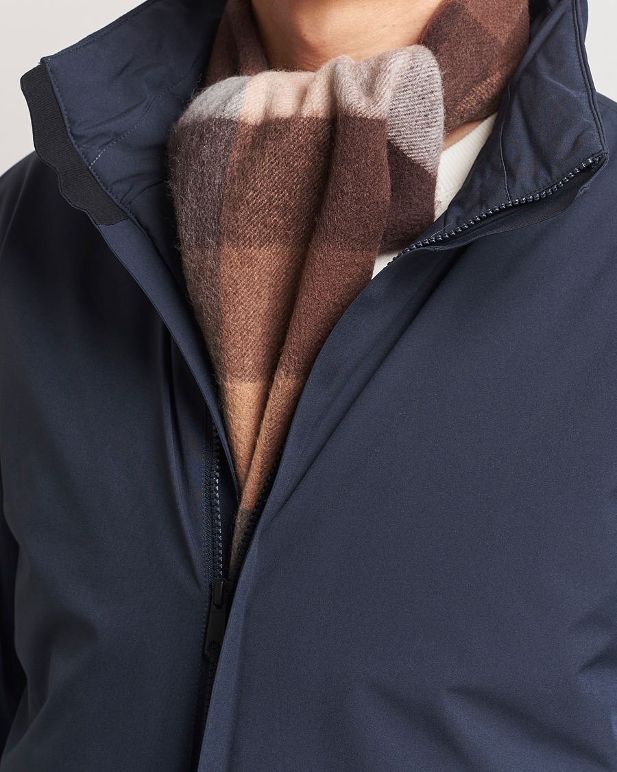 Herre | | Amanda Christensen | Merino Wool Block Check Scarf Brown Multi
