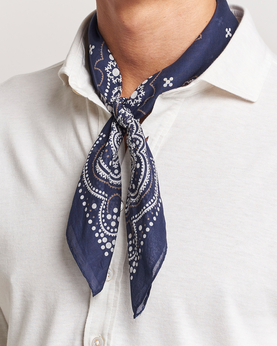 Herre |  | Amanda Christensen | Cotton Voilé Printed Flower Bandana Navy