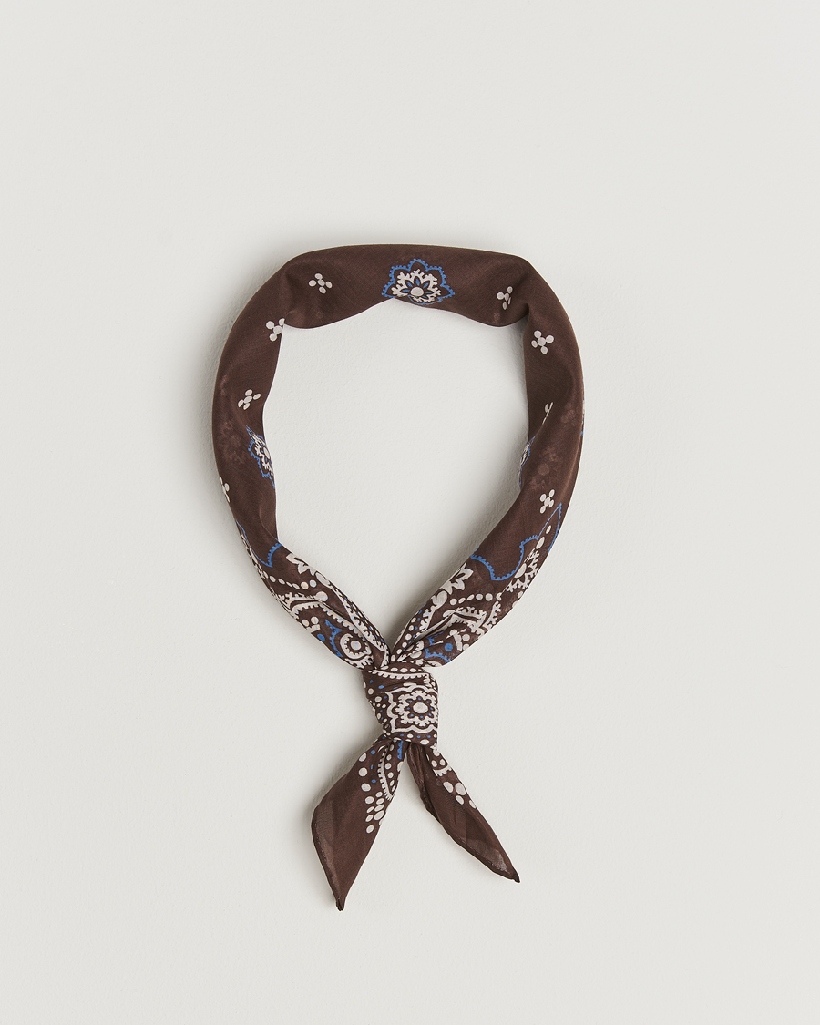 Herre | | Amanda Christensen | Cotton Voilé Printed Flower Bandana Brown