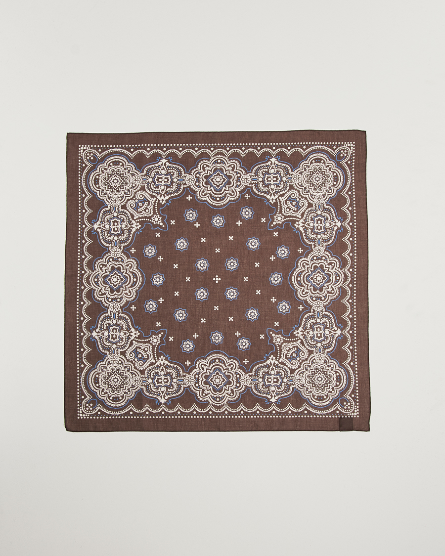Herre | Amanda Christensen Cotton Voilé Printed Flower Bandana Brown | Amanda Christensen | Cotton Voilé Printed Flower Bandana Brown
