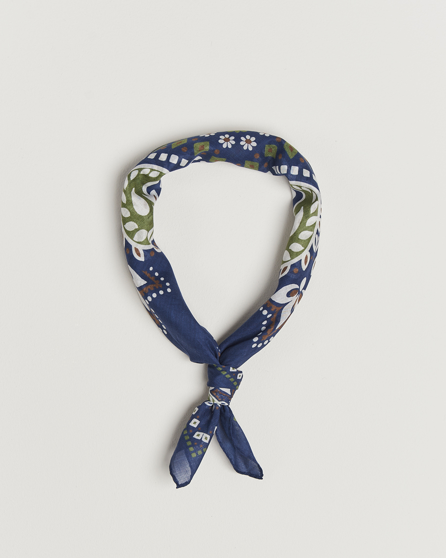 Herre | | Amanda Christensen | Cotton Voilé Printed Flower Bandana Navy